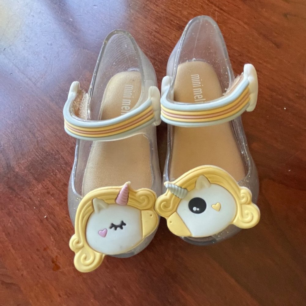Mini Melissa Clear Glitter Unicorn Ballet Flats- Size Toddler‎ 5